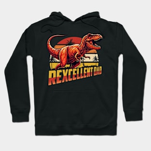 Rexcellent Dad Fathers Day Retro Dinosaur T-Rex Papa Grandpa Hoodie